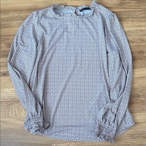 Pink and Black Patterned Long Sleeve Blouse